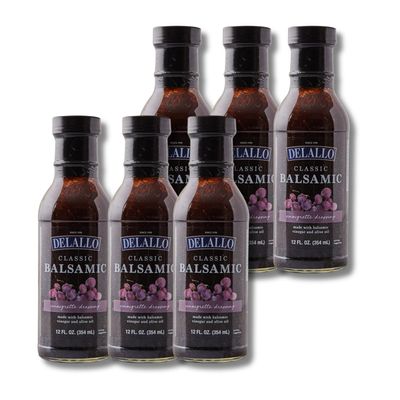 DeLallo Balsamic Vinaigrette Dressing, Italian Dressing for Salads and Marinades, Sweet and Tangy Flavor, Made with Olive Oil, Vegan, 12 oz Bottle (6 Pack)