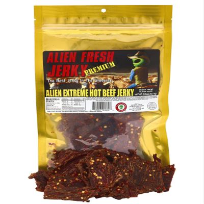 Alien Fresh Jerky - Classic - Extreme Hot - Premium Beef - Low Calorie Snack - The Best Jerky In The Universe - 3.25 OZ - Made In USA