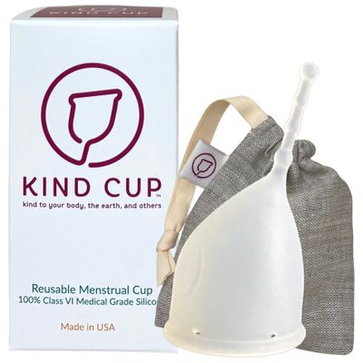 Kind Cup | Comfortable | Soft | Curved Period Cup | Easy to Reach | Easy to Use | 100% Medical Grade Silicone Cups | Patented Menstrual Cups | Reusable Cups (Clear - Small)