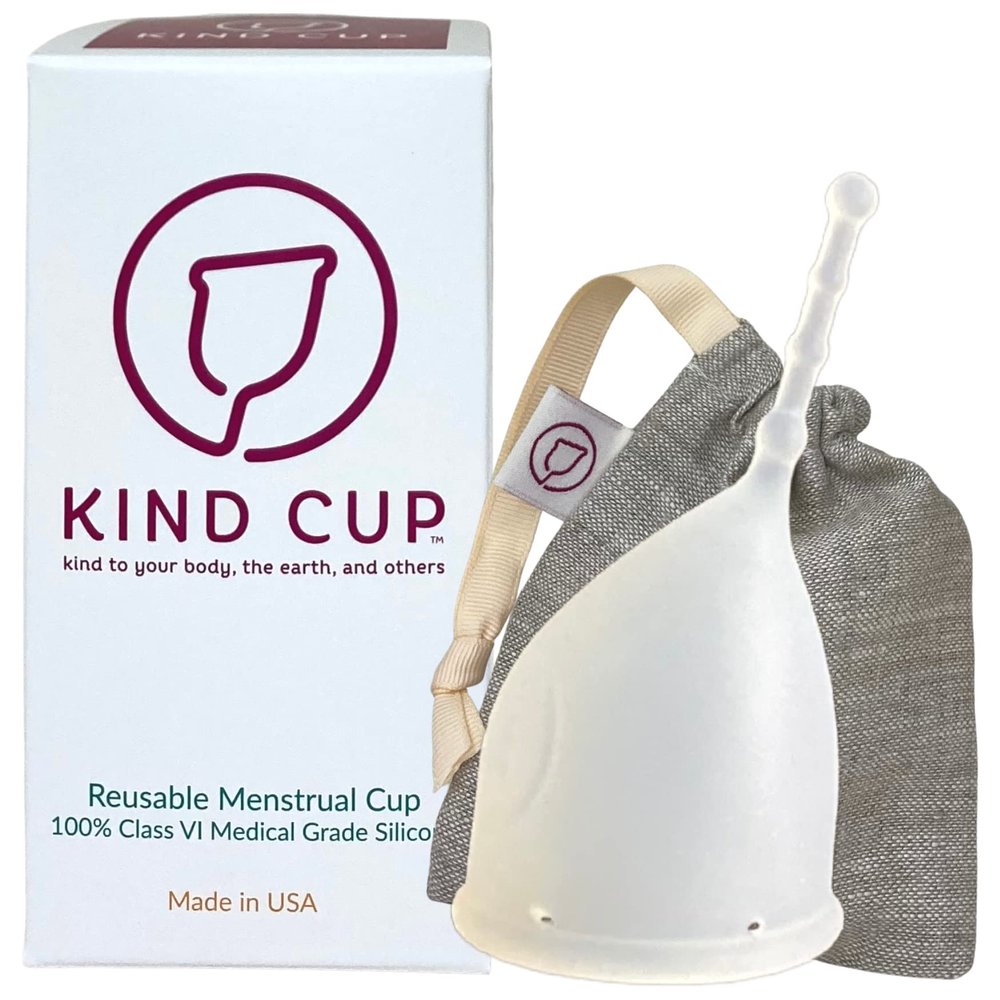Kind Cup | Comfortable | Soft | Curved Period Cup | Easy to Reach | Easy to Use | 100% Medical Grade Silicone Cups | Patented Menstrual Cups | Reusable Cups (Clear - Small)