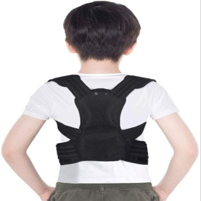 Posture Corrector Spinal Support Back Straightener Posture Brace, Adjustable Back Trainer Support Shoulder Strap Kids Teenagers Back Posture (Color : Black, Size : Medium)