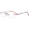 KOOSUFA Rimless Reading Glasses +1.50 Blue Light Blocking Lightweight Eyeglasses Rectangle Frameless Readers for Men Women, 1x Red view 1