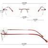 KOOSUFA Rimless Reading Glasses +1.50 Blue Light Blocking Lightweight Eyeglasses Rectangle Frameless Readers for Men Women, 1x Red view 2