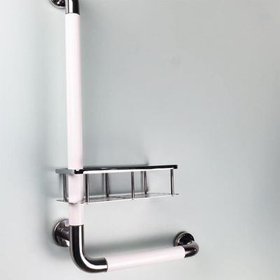 DMBHY Shower Grab Bar with Soap Dish Stainless Steel Bathroom Grab Bar Bathtub Arm Safety Handle Anti Slip Handrail Grip for Elderly (Color : White)