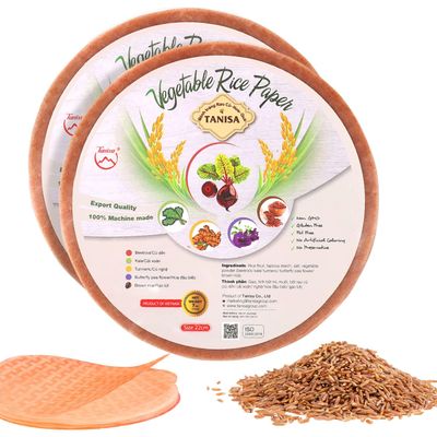 TANISA 2 Pack - 44 Sheets Brown Rice Paper Wrappers for Fresh Roll, Spring Roll Wrappers, Non GMO, Gluten FREE, Rice Paper Sheets Made in Vietnam (Banh Trang Goi Cuon)