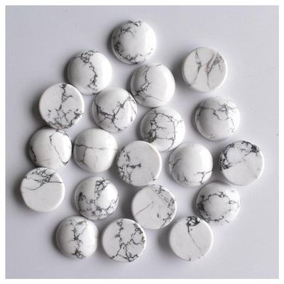 ZTBH Natural Meditation Crystal 24pcs/lot 20mm Round Malachite Tiger Eye Natural Stone Crystal Stone (Color : White Turquoise, Item Diameter : 20mm)