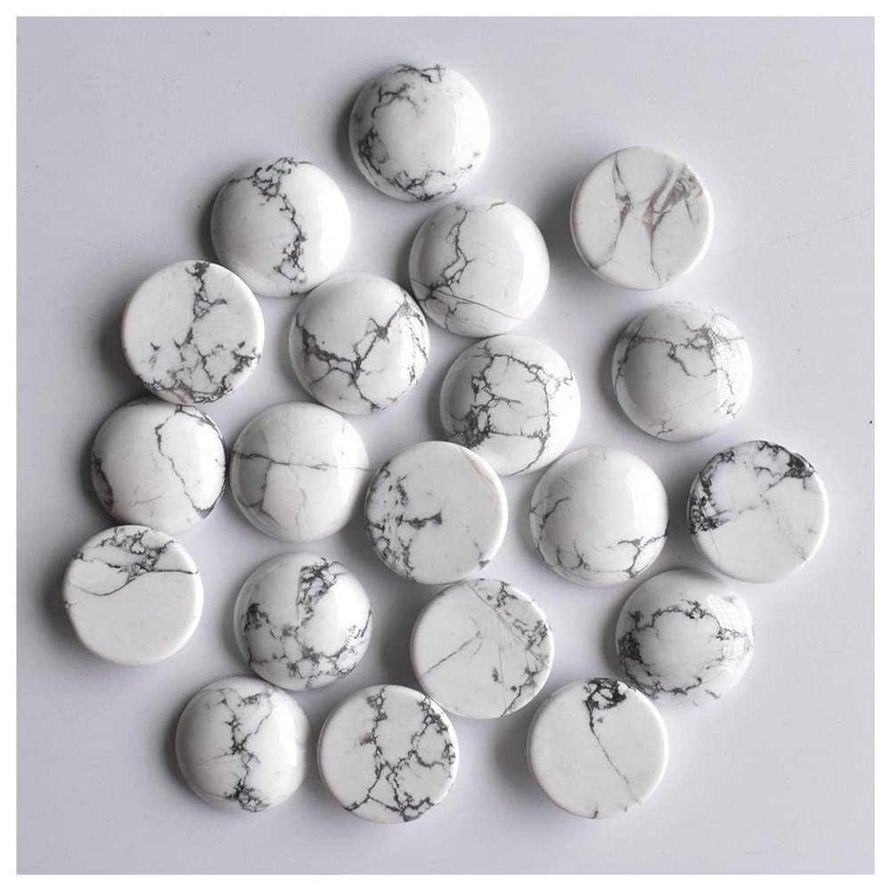 ZTBH Natural Meditation Crystal 24pcs/lot 20mm Round Malachite Tiger Eye Natural Stone Crystal Stone (Color : White Turquoise, Item Diameter : 20mm)