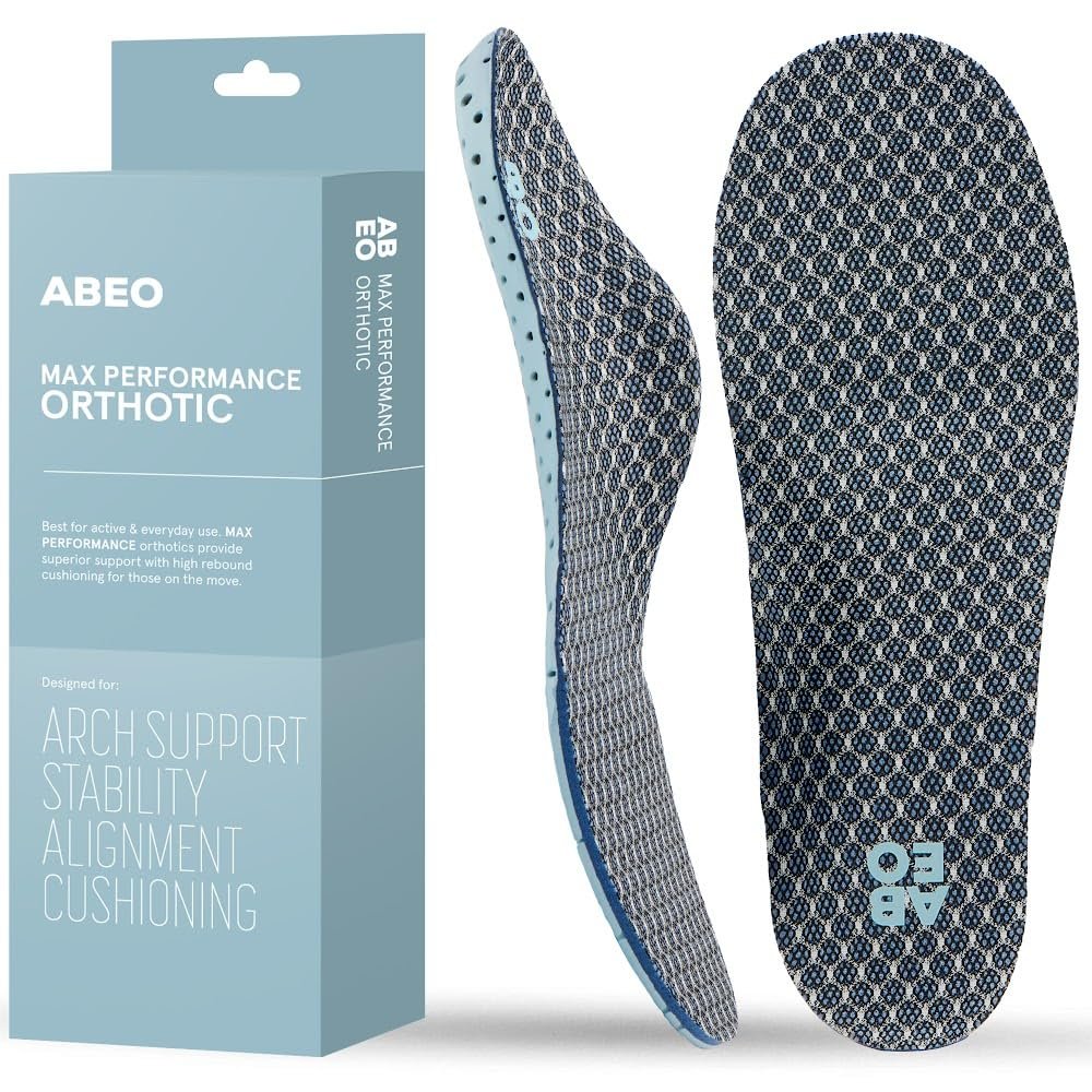ABEO Max Neutral Insoles for Women | Plantar Fasciitis Insoles | Arch Support Inserts Women | Plantar Fasciitis Relief | Shoe Inserts for Women | Shoe Insoles Women Blue, 9.5 Medium
