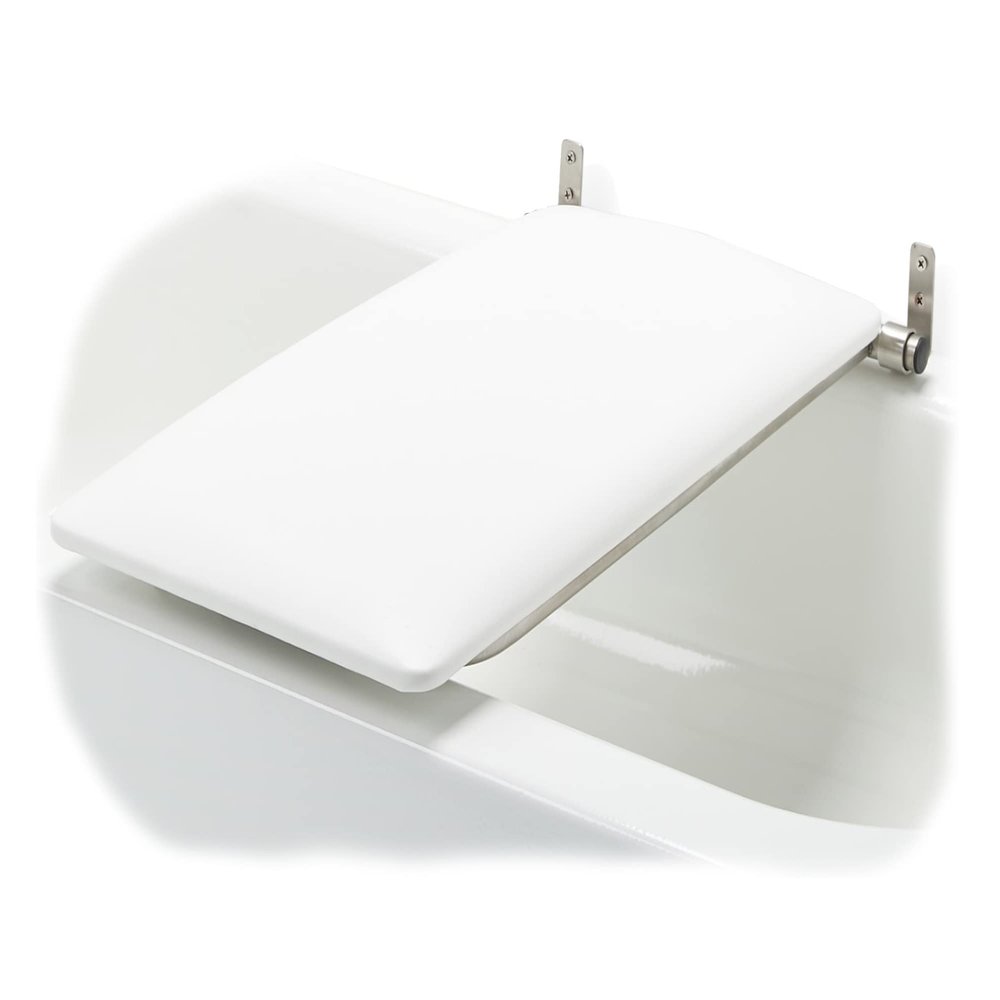 Bathtub Seat for Seniors & Adults - Padded / Folding Wall Mount Bench / Bathroom Safety Assist / 304 Stainless Steel / Marine Grade Vinyl / 32" x 15"