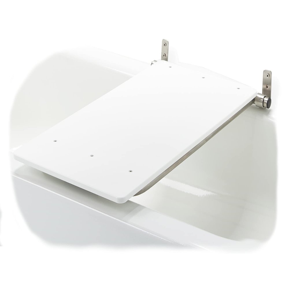 Bathtub Seat for Seniors & Adults - Folding Wall Mount Bench / ADA Bathroom Safety Assist / 304 Stainless Steel / HDP High-Density Polymer / 32" x 15"