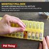 31 Day Monthly Pill Organizer, Once-A-Day Medication Planner with Removable Lid, Large Compartments, 3 Color Set for Multiple People Or 3 Times-Daily Use (3X a Day - Yellow, Clear & Blue) view 3