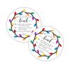 Hot Cocoa Bomb Instruction Cards | 30 Pack | 2.5" inch Circle Tag with Pre-Cut Hole | Hot Cocoa Bomb Supplies | Christmas Lights Holiday String Lights Design view 1