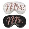 Bride & Groom Sleep Masks - Set of 2 Luxury Satin Rose Gold Wedding Sleep Masks (1) Mrs. White and Blush Mask & (1) Mr. Black and White Mask - Couples Wedding Gifts Mask(RGMrs.Wht/MrBlk) view 1