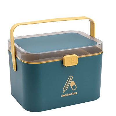 GUAWJRZDP Home Medicine Box Family Medicine Storage Box Portable First Aid Medical Box (Color : Green, Size : 27.5cm)