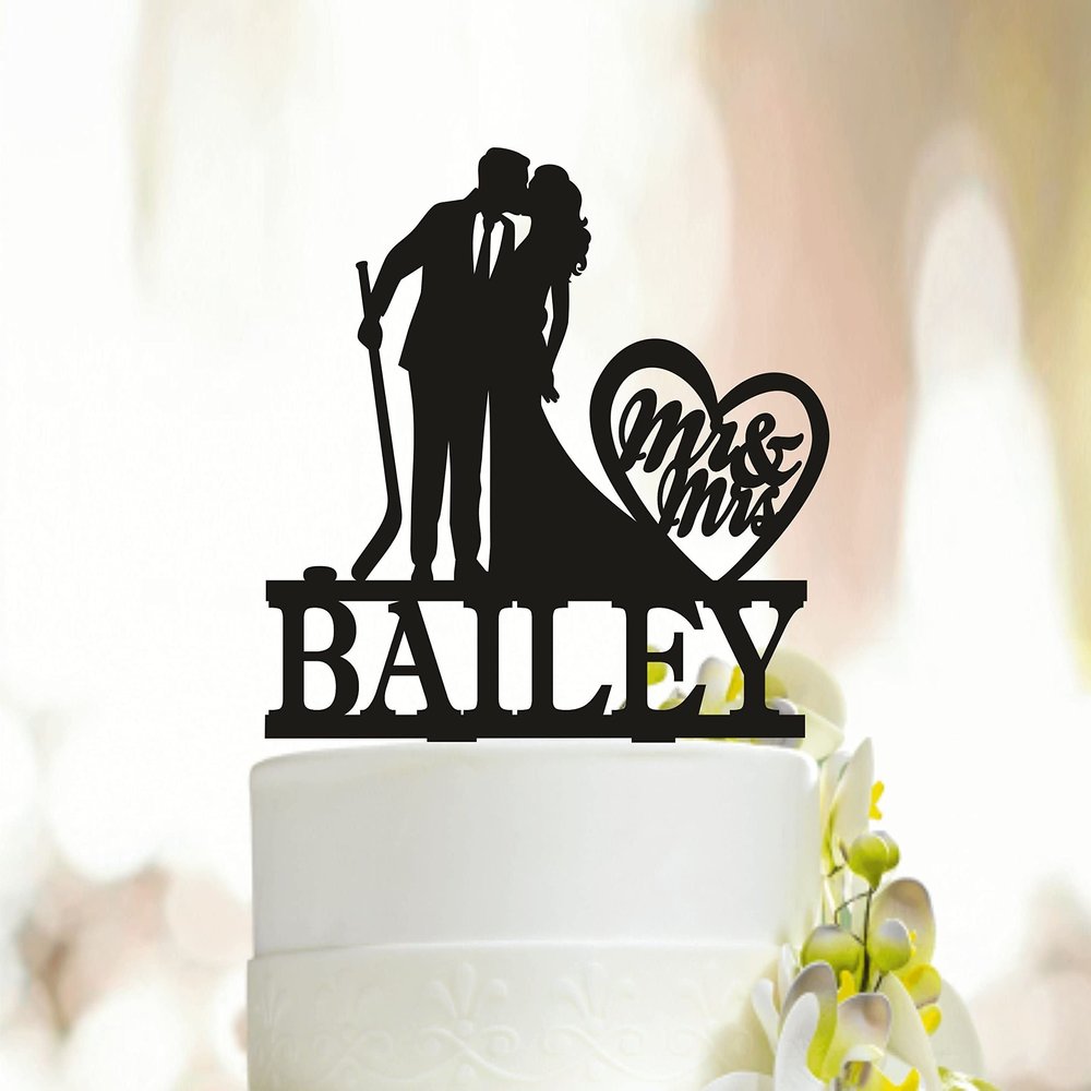 Hockey wedding cake topper, Custom Hockey Cake Topper, Wedding hockey topper, Mr and Mrs Cake Topper, Hockey couple wedding cake topper