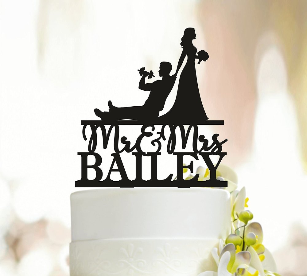 Wedding Cake Topper, Weight Lifting Wedding Cake Topper, Fitness Wedding Cake Topper, Workout Cake Topper, Gym Cake Topper