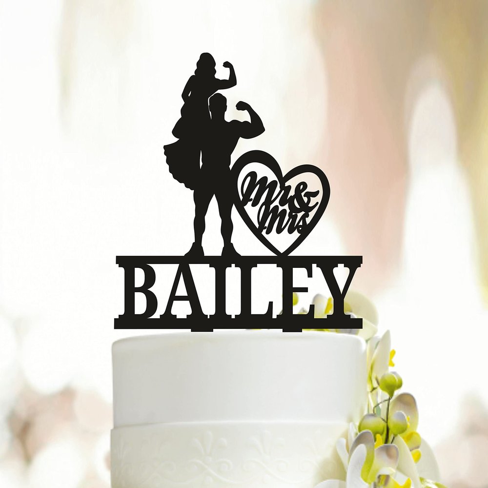 Athletic couple Wedding Cake Topper,Fitness Wedding Cake Topper, Sport cake topper ,Bodybuilder mr and mrs wedding cake topper