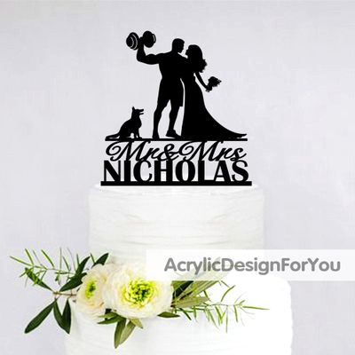 Bodybuilder Wedding Cake Topper | Custom Fitness Cake Topper | Couple Cake Topper | Gym Weight lifting Cake Topper