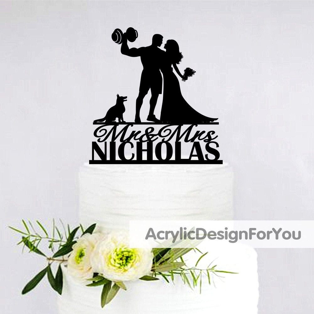 Bodybuilder Wedding Cake Topper | Custom Fitness Cake Topper | Couple Cake Topper | Gym Weight lifting Cake Topper