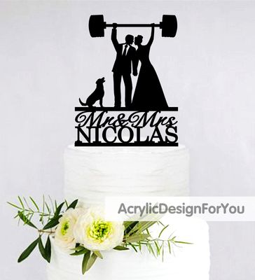 Custom Fitness Cake Topper | Couple Wedding Cake Topper | Weight lifting Groom and Bride | Gym Cake Topper