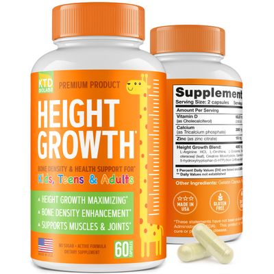 KTD BIOLABS Height Growth Maximizer - Made in USA - Natural Height Increase Booster & Teen Vitamins - Pills to Grow Taller at Any Age - Bone Growth Supplement for Adults & Kids