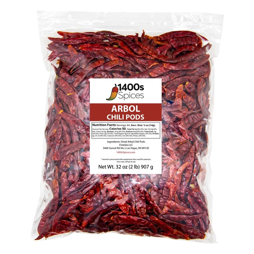 2lb Chile de Arbol Bulk, Food Service by 1400s Spices