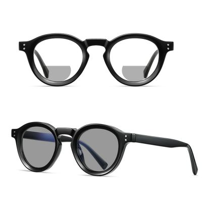 Transition Sunglasses Photochromic Bifocal Reading Glasses For Women men Super cute Oval Presbyopia Readers Outdoor (375 magnification, black)