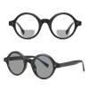 Transition Photochromic Bifocal Reading Glasses Women men Small frame Round Presbyopia Eyeglasses Reader Sunglasses uv400 (0 magnification, black) view 1