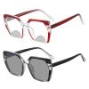 2pcs Transition Photochromic Cat Eye Red Bifocal Reading Glasses For Women,adjustable Vision Sunglasses Reader (200 magnification, 2PCS-BLACK&RED) view 1