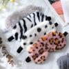 4 Pieces Plush Eye Mask Silk Furry Sleep Masks Comfortable Blindfold Eye Cover Colorful Satin Night Eyeshade Cover for Women Men Sleep Travel Nap Sleeping (Leopard Print, Classic Colors) view 2