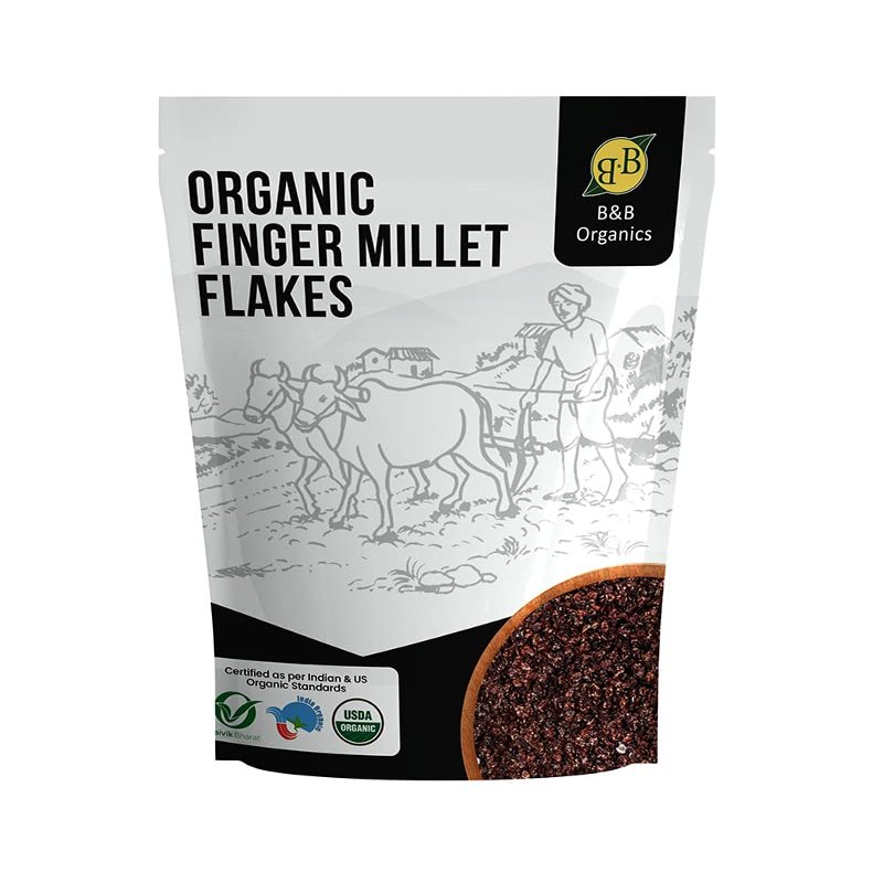 B&B Organics Finger Millet (Ragi) Flakes (Poha) | Millet Flakes for Breakfast | Cereal Flakes | 500 g
