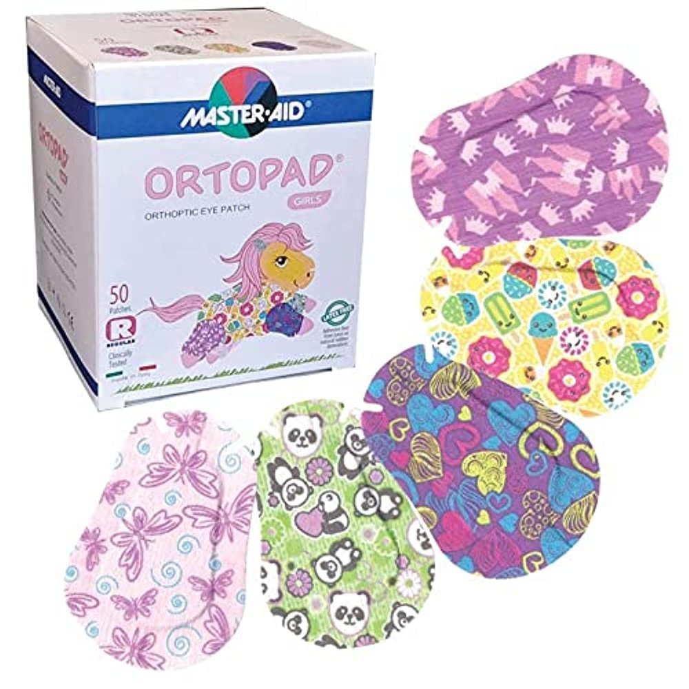 Ortopad Bamboo Girls Eye Patches, 50/Box (Regular Size, 4+ yrs) Ice Cream Pack