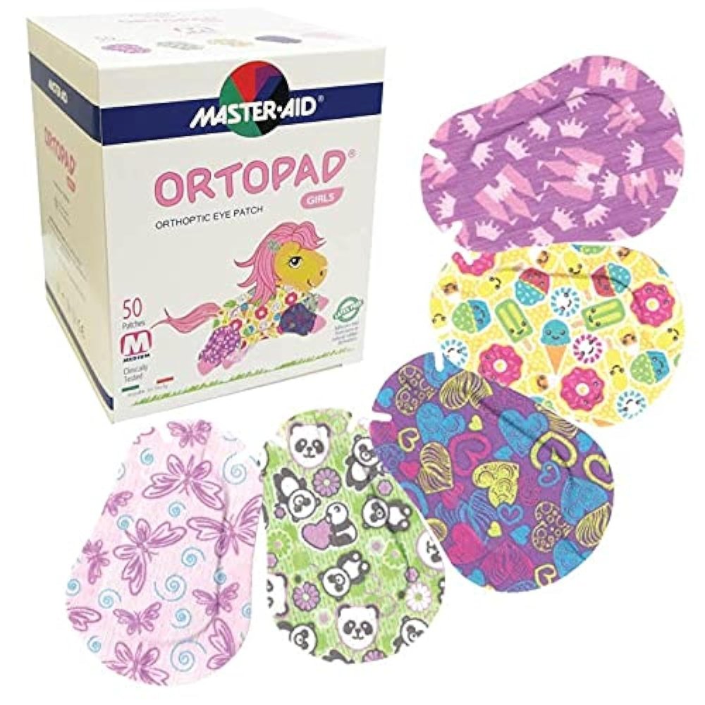 Ortopad Bamboo Girls Eye Patches, 50/Box (Medium Size, 2-4 yrs) Ice Cream Pack