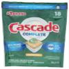 Cascade Complete Dishwasher Pods, ActionPacs Dishwasher Detergent Tabs, Lemon Scent, 18 Count view 1
