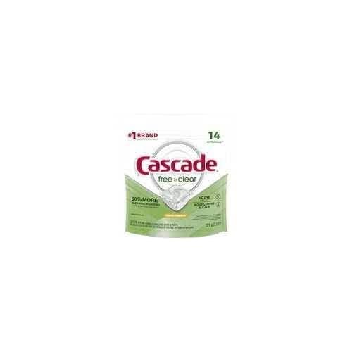 Cascade Free & Clear Dishwasher Pods, ActionPacs Dishwasher Detergent Tabs, Lemon Essence Scent, 14 Count