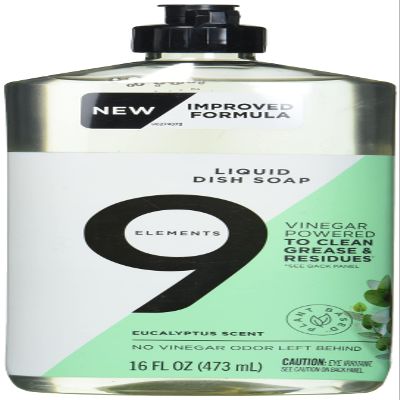 9 Elements Dishwashing Liquid Dish Soap, Eucalyptus Scent Cleaner, 16 oz Bottle