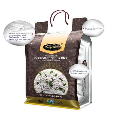 ANAAJ VALLEY Sella Rice - 10 Pound (lbs.) Parboiled Sella Rice - White Sella Rice - Extra Long Grain Rice - Healthy Parboiled Sella Rice - All Natural & Flavorful - From Foothills of Himalayas