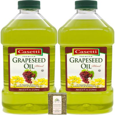 Casetti, Grapeseed Oil Blend, 67.6 Fl oz (Pack of 2) + Includes-Free Rhino Basil.071 oz
