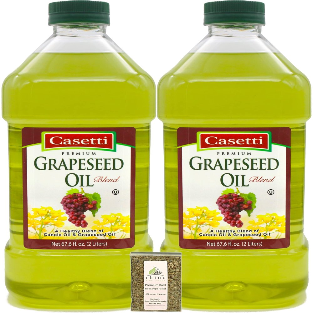 Casetti, Grapeseed Oil Blend, 67.6 Fl oz (Pack of 2) + Includes-Free Rhino Basil.071 oz