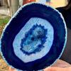 ZTBH Natural Meditation Crystal Natural Agate Board Crystal chip, Blue Crystal Decoration Crystal Stone (Size : 120-140mm) view 4