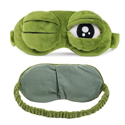 3D Unisex Frog Eye Sleeping Mask, Soft Padded Eyemask Shade Cover Rest Relax Blindfold with Elastic Band for Home Sleep Travel, Soft Plush Blackout Eye Mask