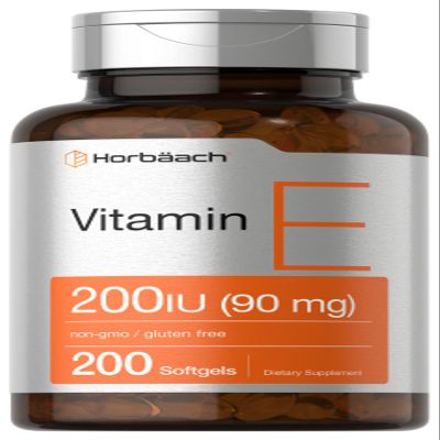 Horbach Vitamin E Softgel Capsules 200 IU | 90 mg Supplement | 200 Count | Non-GMO and Gluten Free Formula