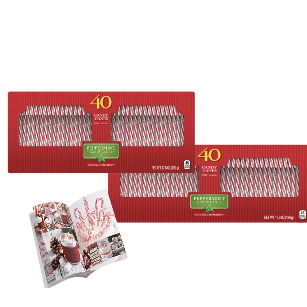 CANDYRIFIC Bobs Candy Cane Peppermint Flavored 80 Pieces Individually Wrapped Bonus Creative Idea Booklet Included.