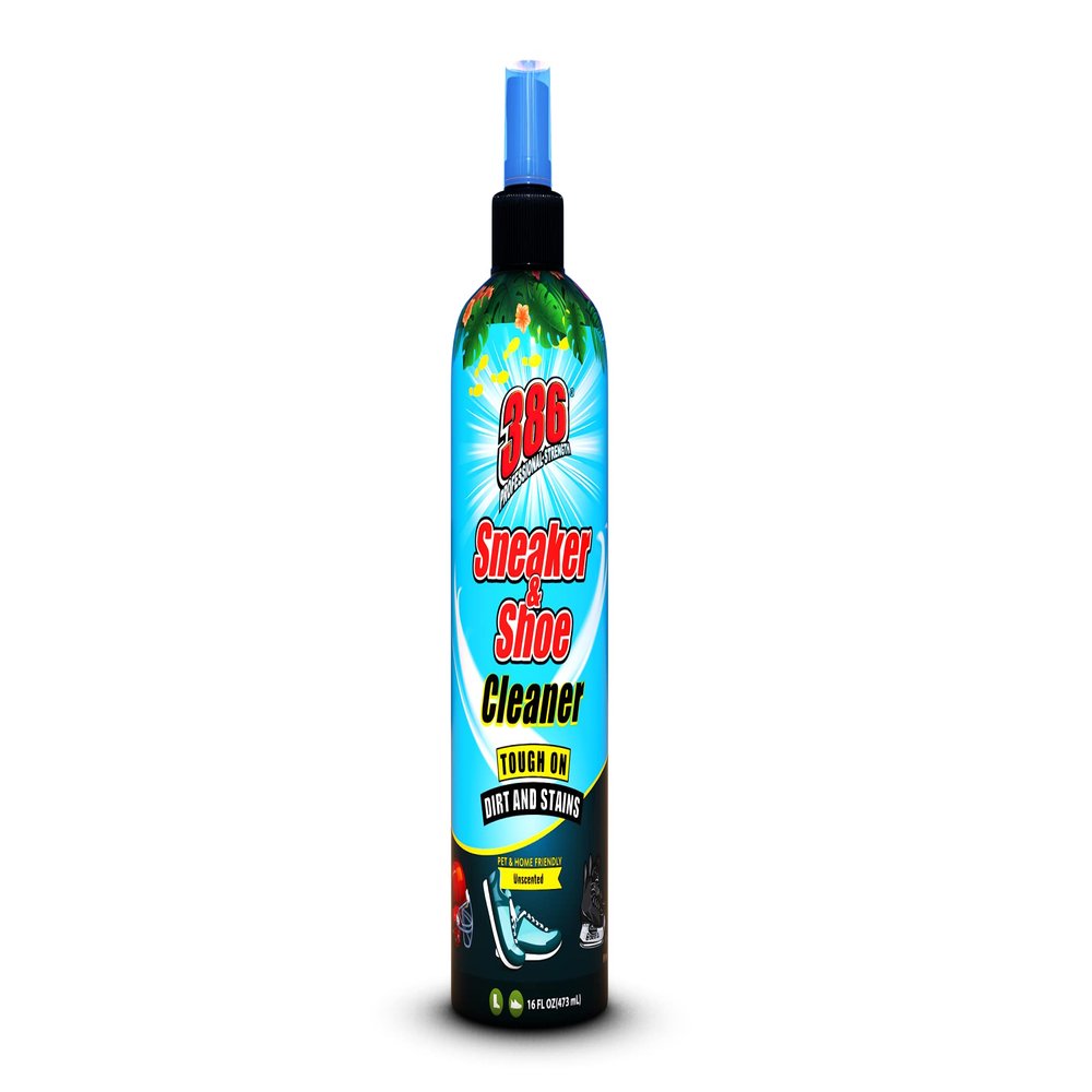 386 Professional Strength Shoe Cleaner 16 Fl Oz Sneaker Cleaner for Dirt and Stains Multipurpose Unscented Boot Cleaner Ideal for Shoes, Sports Gear, Equipment Pet and Human Friendly