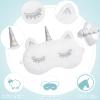 3 Pieces Sleep Mask for Kids, Girls Plush Sleeping Eye Cover Soft Eye Blindfold Cover Animal Shade for Kids(White,Bunny, Cat and Unicorn Style) view 3
