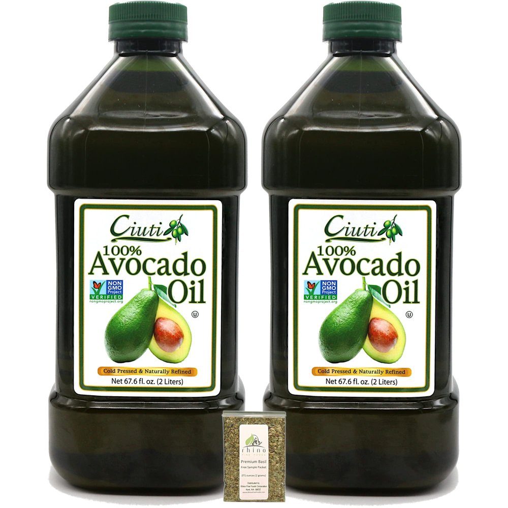 Ciuti, Avocado Oil, 67.6 Fl oz (Pack of 2), Includes-Free Premium Rhino Basil Leaves, 071 oz
