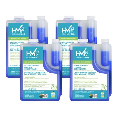 Highmark ECO Glass And Mirror Cleaner Concentrate, 2 Liters, Case Of 4 Bottles