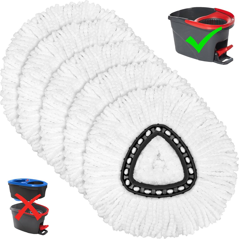 5 Pack Mop Replacement Heads Compatible with Spin Mop, Microfiber Spin Mop Refills, Easy Cleaning Mop Head Replacement