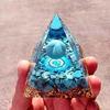 ycyingcheng Moonstone Crystal Orgone Pyramid Ogan Crystal Energy Tower, Nature Reiki Chakra Crushed Stone Jewelry, Crystal Pyramid for Home Decor (Turquoise) view 1