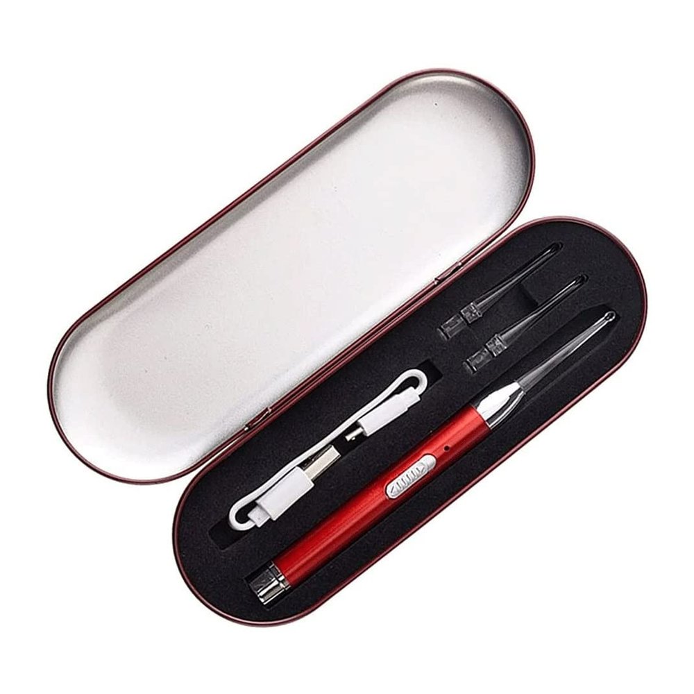 XIXIDIAN Ear Cleaner Ear Wax Removal Tool Flashlight Earpick Ear Cleaning Earwax Remover Luminous Ear Curette (Color : Red)